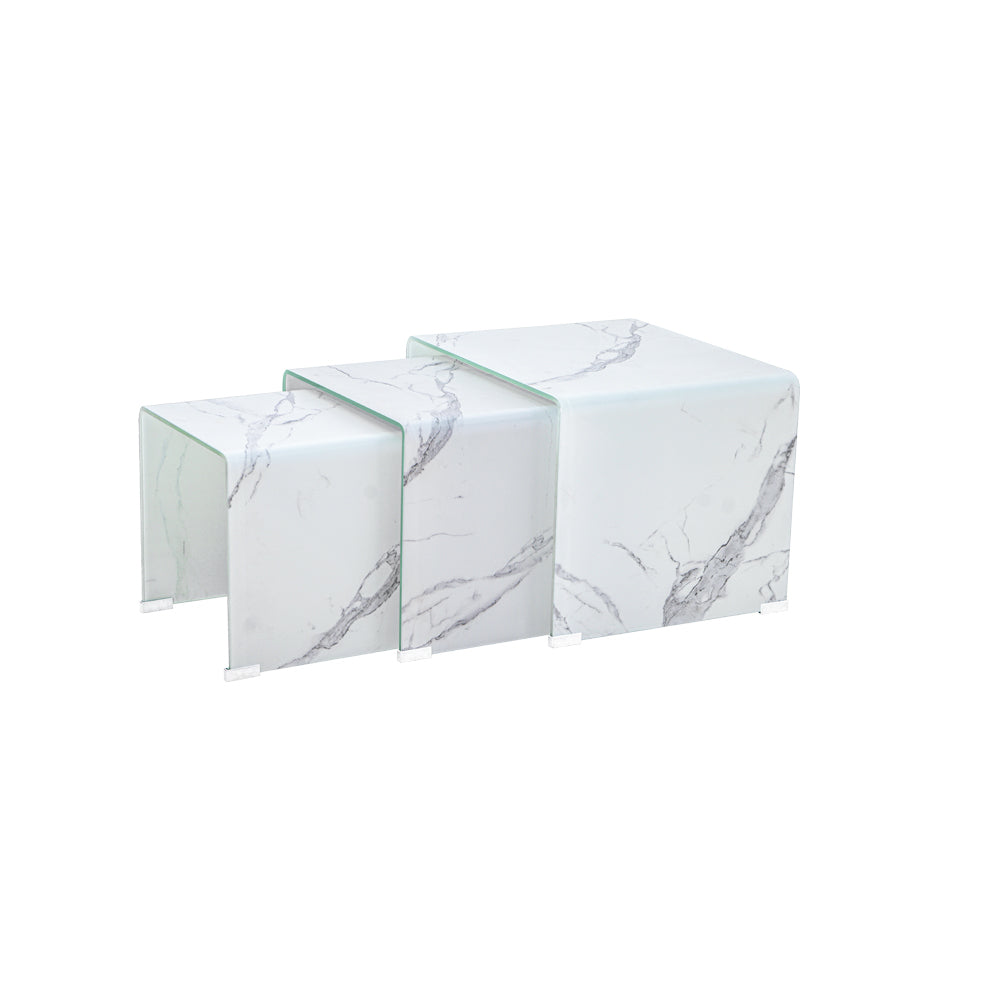 Marble Look Bent Glass Nesting Tables GY-NEST-801 - available in various materials and finishes | Image 1 | InSTYLE Home & Rugs