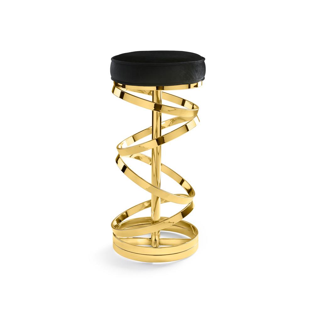GLAM counter stool GY-COU-8530G Black Velvet Polished GOLD frame - perfect for modern counters | Image 1 | InSTYLE Home & Rugs