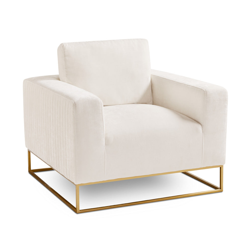 FRANKLIN Accent Chair GY-AC-8145G Contessa Vanilla Gold Legs - stylish accent chair to elevate your living room decor | Image 1 | InSTYLE Home & Rugs