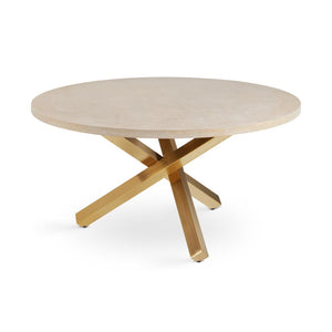 RODNEY Gold Dining Table Oak Veneer Top Brushed Gold Legs - modern gold & oak wood-top table | Image 1 | InSTYLE Home & Rugs
