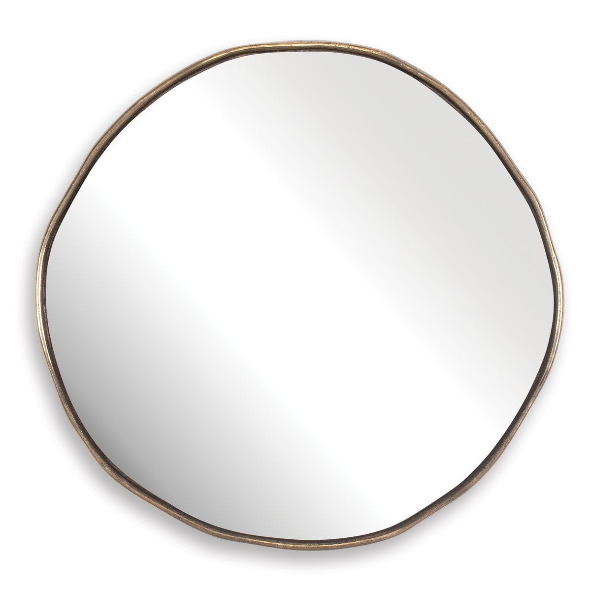 Lowen Round Mirror, Brass - modern mirror with sleek design for contemporary interiors | Image 1 | InSTYLE Home & Rugs