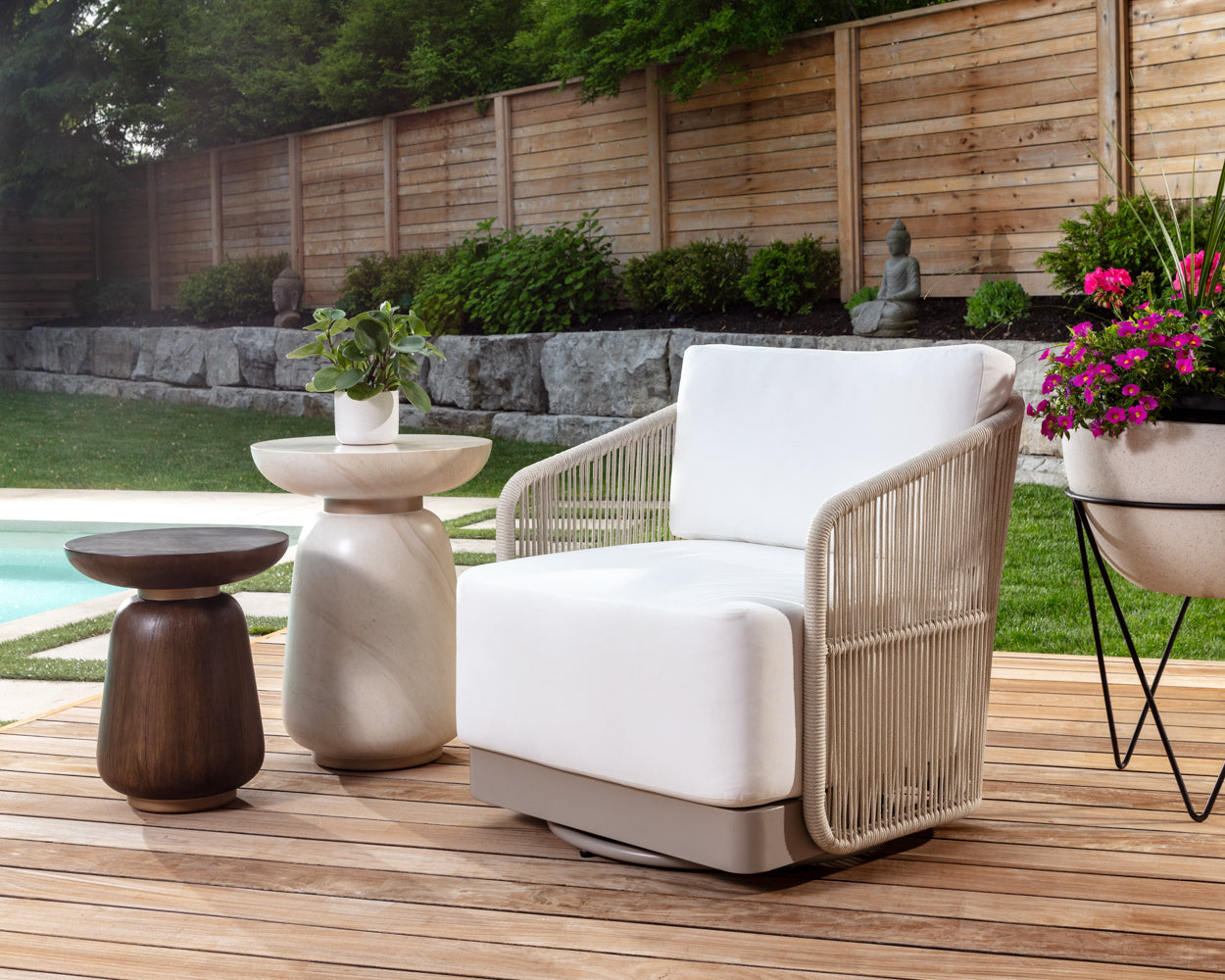 Allariz Swivel Armchair - relaxing lounge chairs for outdoors | Image 2 | InSTYLE Home & Rugs