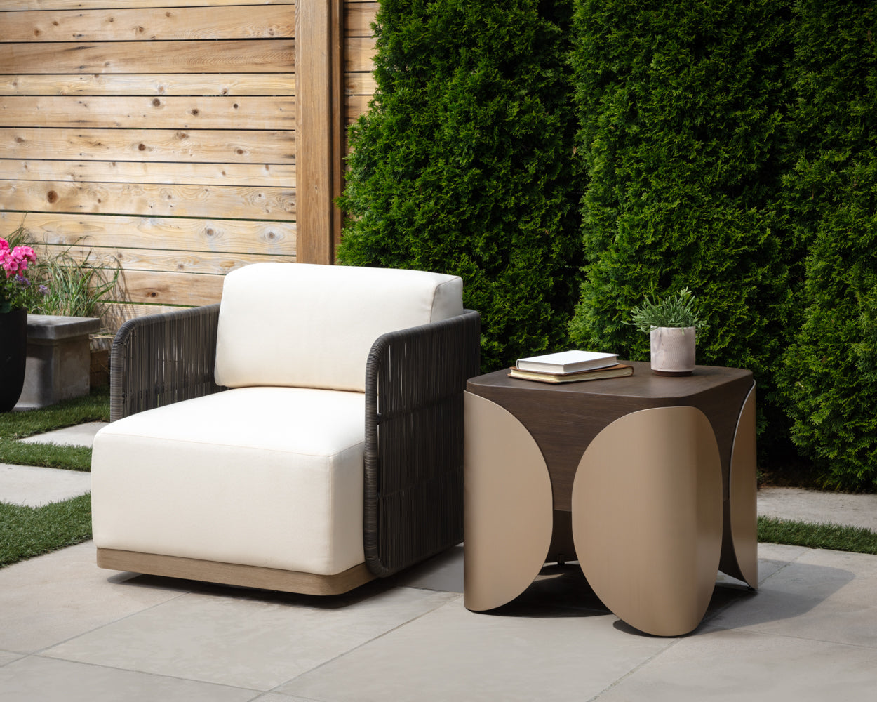 Ravenna Swivel Armchair - chic lounge chairs for gardens | Image 2 | InSTYLE Home & Rugs