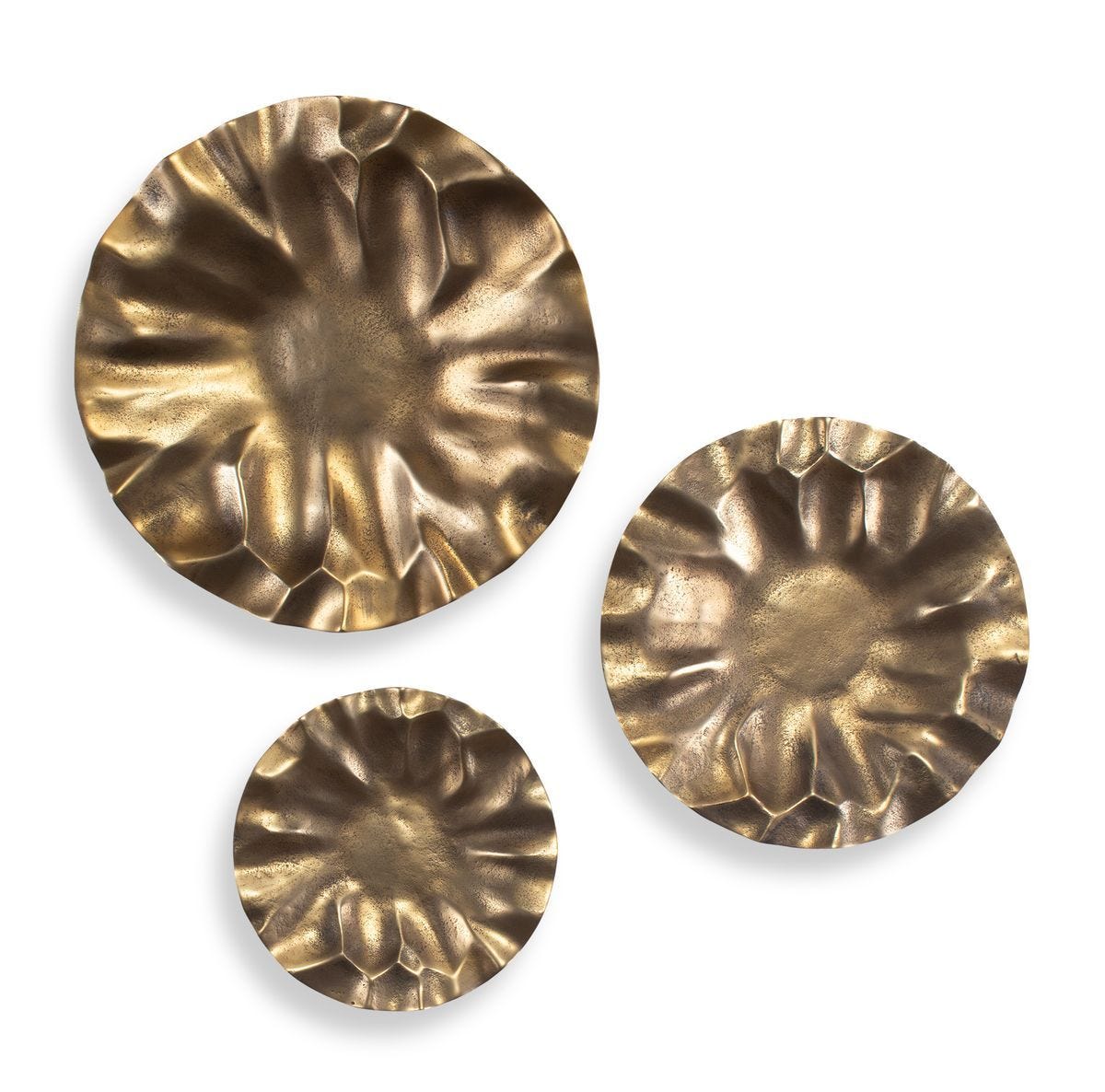 Peonia Indoor-Outdoor Wall Decor, Gold, S/3 - find the perfect pieces to complement your interior design | Image 1 | InSTYLE Home & Rugs