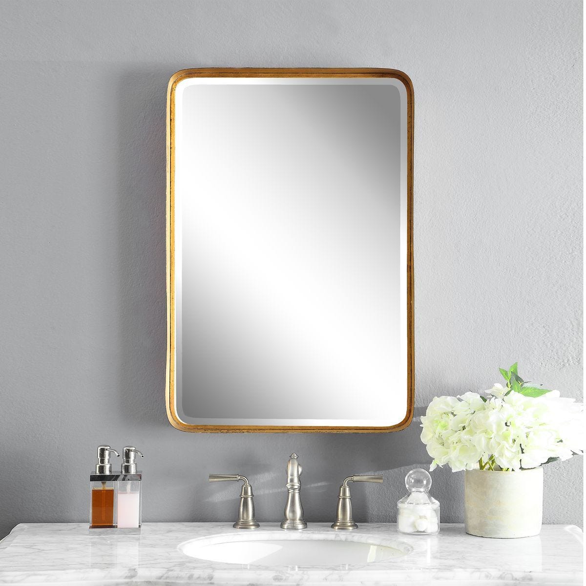 Crofton Vanity Mirror, Gold - full-length mirror for creating the illusion of space and light | Image 1 | InSTYLE Home & Rugs