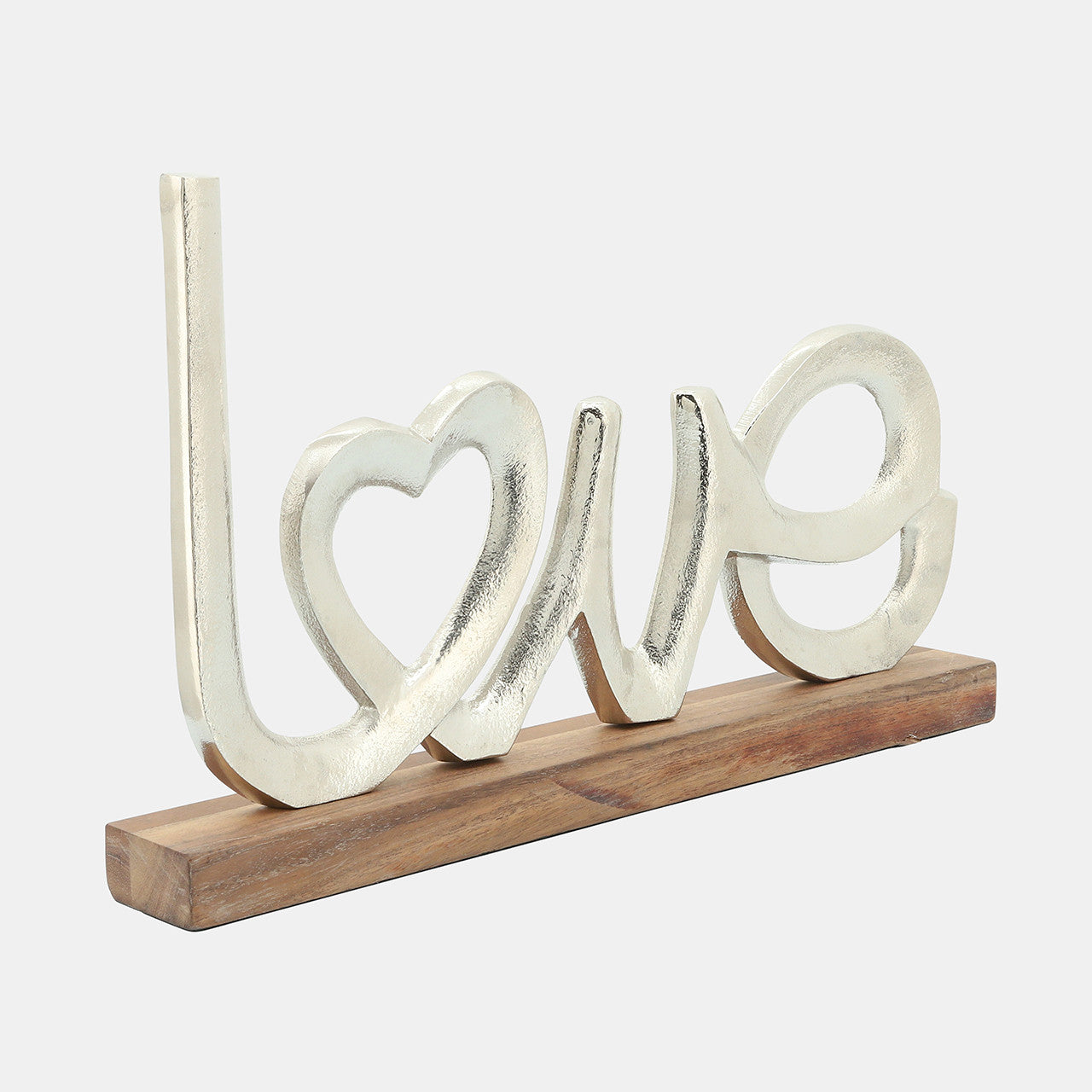 Love On Wood Base, Silver - modern accessories for a personalized living space | Image 2 | InSTYLE Home & Rugs