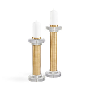 MYLAH PILLAR CANDLE HOLDER with Acrylic Antique Brass (SET OF 2) - from wall art to decorative accessories, we have it all | Image 2 | InSTYLE Home & Rugs