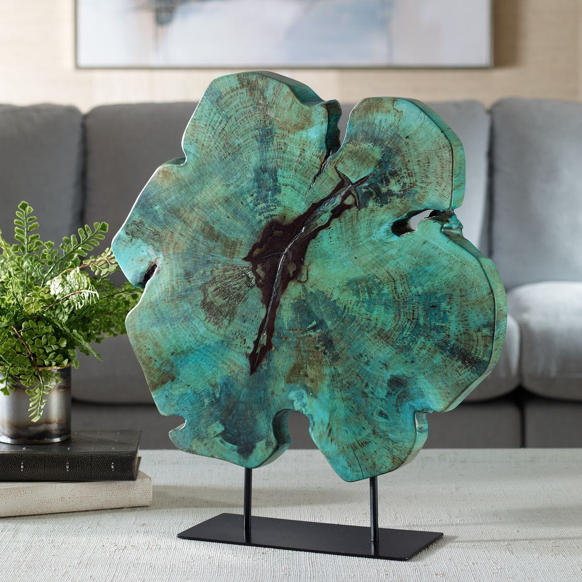 Bahati Wood Sculpture, Blue - transform your walls with stylish wall decor | Image 1 | InSTYLE Home & Rugs