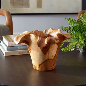 Teak Flow Indoor-Outdoor Bowl, Natural - modern decorative bowl for displaying fruit or decorative items | Image 1 | InSTYLE Home & Rugs