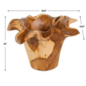 Teak Flow Indoor-Outdoor Bowl, Natural - modern decorative bowl for displaying fruit or decorative items | Image 13 | InSTYLE Home & Rugs