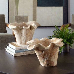 Teak Flow Indoor-Outdoor Bowl, White Wash - elegant decorative bowl for a unique centerpiece in any room | Image 3 | InSTYLE Home & Rugs