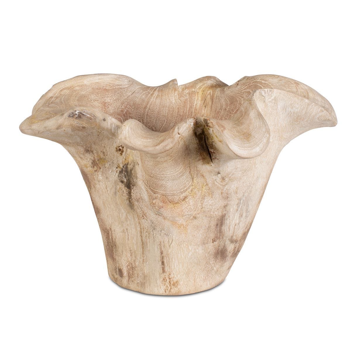 Teak Flow Indoor-Outdoor Bowl, White Wash - elegant decorative bowl for a unique centerpiece in any room | Image 2 | InSTYLE Home & Rugs
