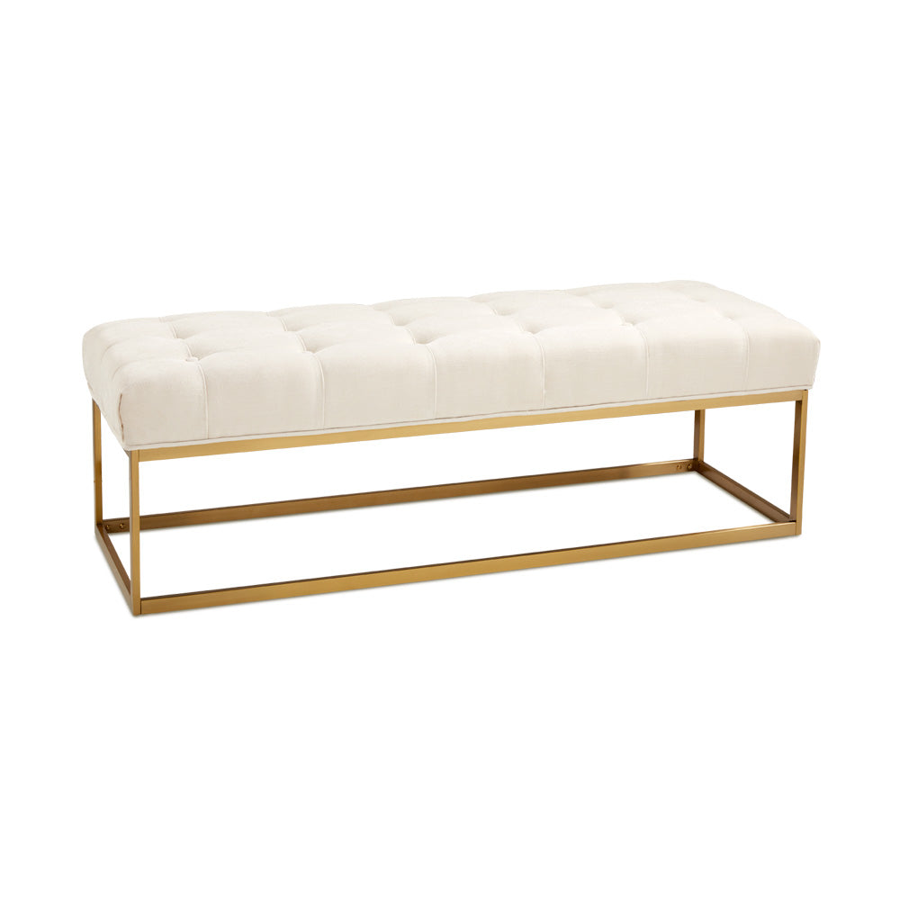 MODERN SS Bench GY-BC8415BG Silex Ivory Brushed Gold Frame - perfect for entryways or patios | Image 1 | InSTYLE Home & Rugs