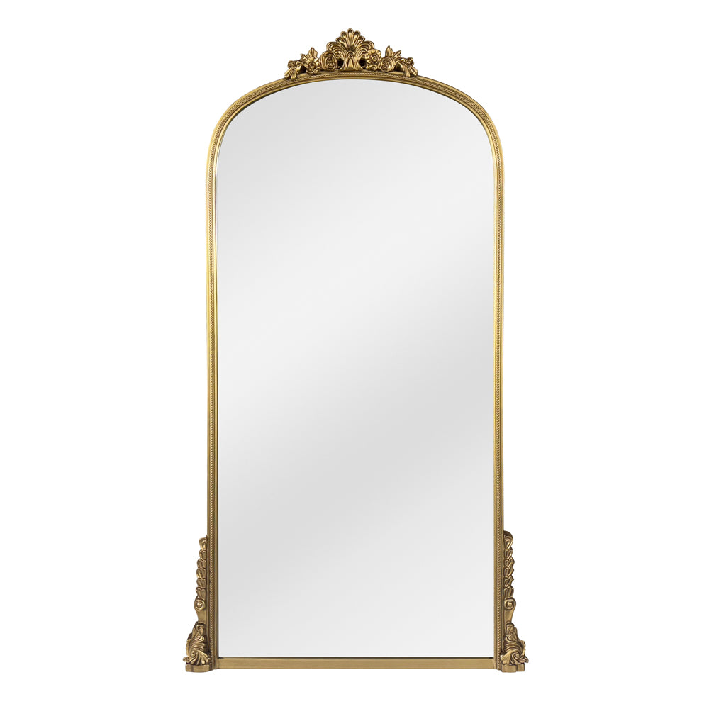 Lorraine Floor Mirror: Country Gold Frame - perfect for enhancing light and creating a sense of space | Image 1 | InSTYLE Home & Rugs