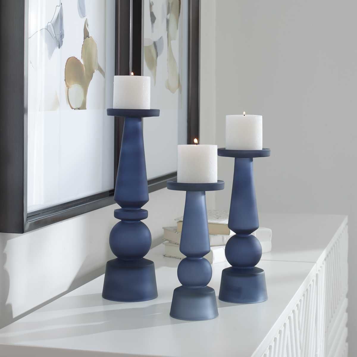 Cassiopeia Candleholders, Midnight Blue, S/3 - stylish home accessories to complete your decor | Image 1 | InSTYLE Home & Rugs