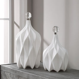 Klara Bottles, White, S/2 - decor accents and accessories for every room | Image 4 | InSTYLE Home & Rugs