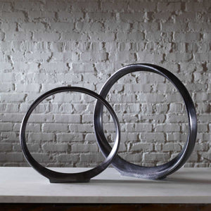 Orbits Ring Sculptures, Black Nickel, S/2 - modern accessories for a personalized living space | Image 1 | InSTYLE Home & Rugs