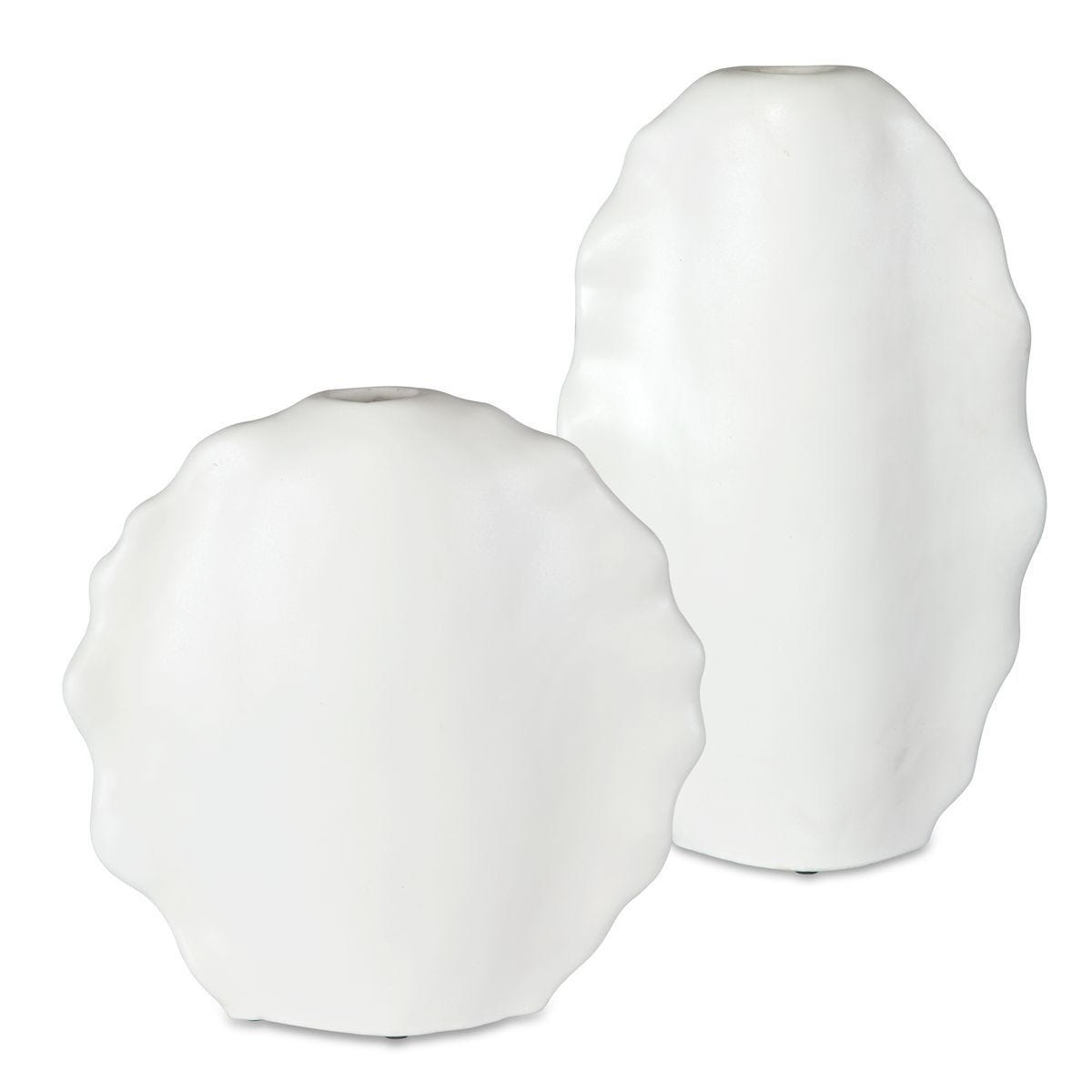 Ruffled Feathers Indoor-Outdoor Vases, White, S/2 - decor accents and accessories for every room | Image 2 | InSTYLE Home & Rugs
