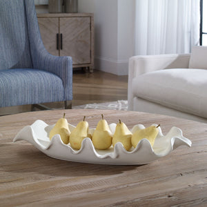 Ruffled Feathers Indoor-Outdoor Bowl, White - elegant decorative bowl for a unique centerpiece in any room | Image 1 | InSTYLE Home & Rugs