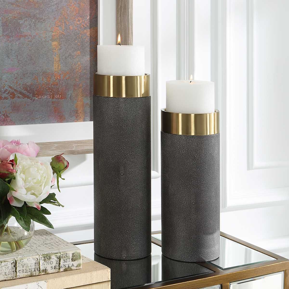 Wessex Candleholders, Gray, S/2 - decor accents and accessories for every room | Image 1 | InSTYLE Home & Rugs