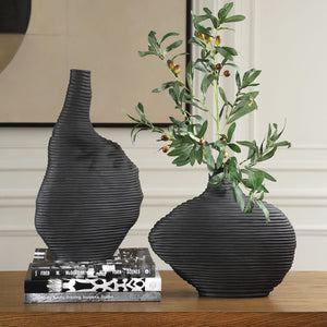 Duostacked Vases, Black, S/2 - modern accessories for a personalized living space | Image 1 | InSTYLE Home & Rugs