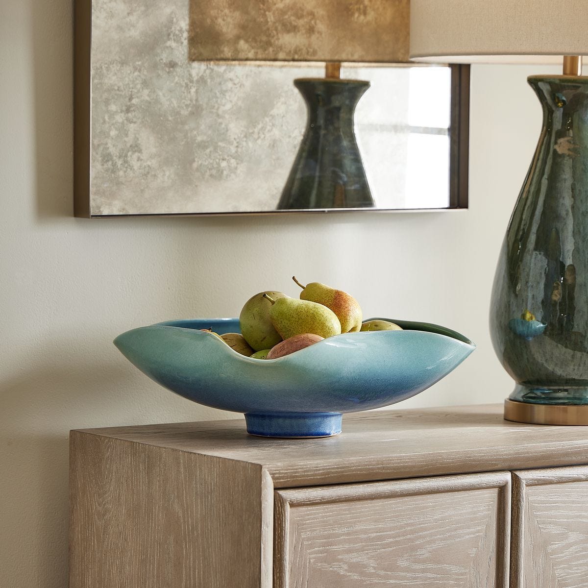 Blue Lagoon Indoor-Outdoor Bowl - modern decorative bowl for displaying fruit or decorative items | Image 1 | InSTYLE Home & Rugs