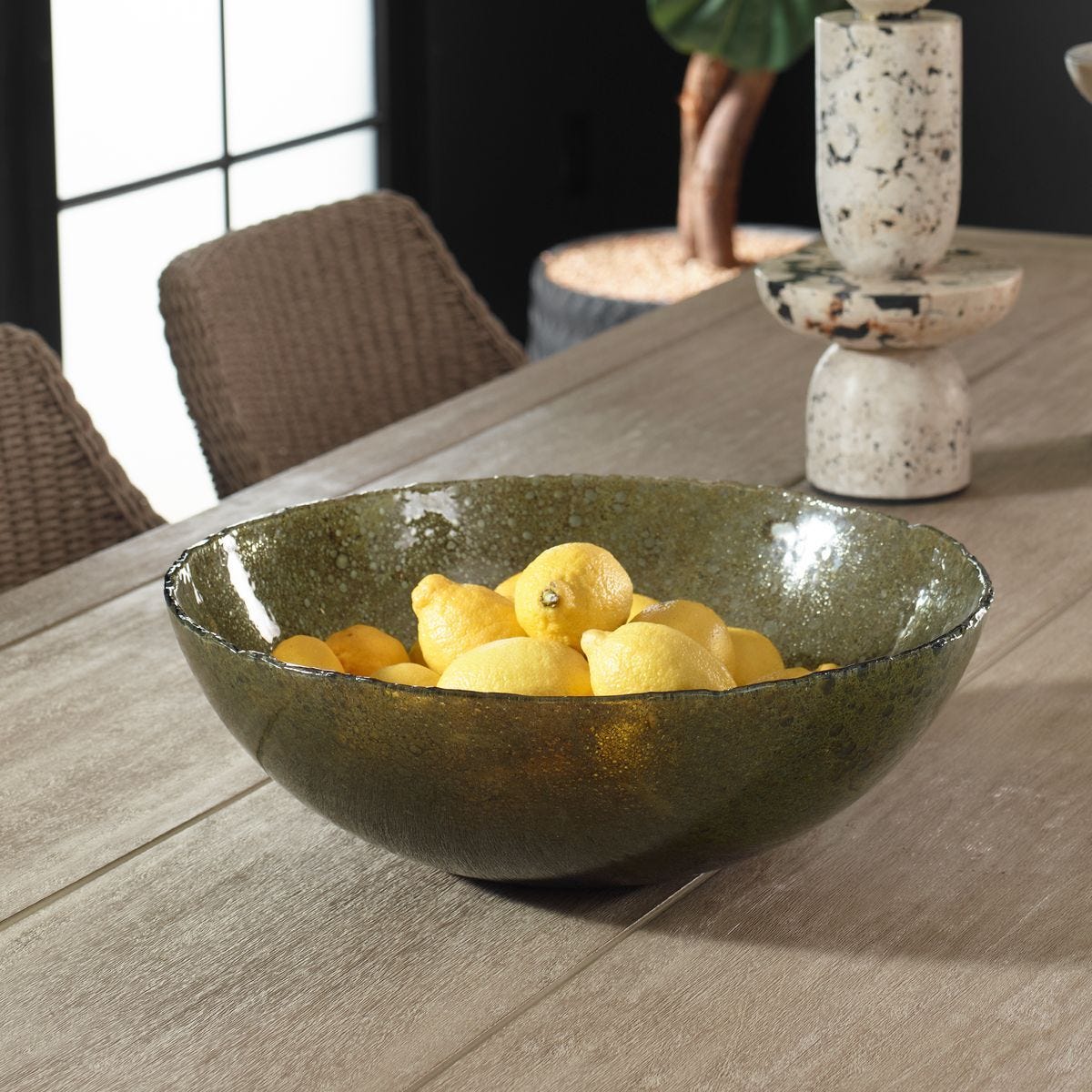 Veridian Shimmer Bowl - elegant decorative bowl for a unique centerpiece in any room | Image 1 | InSTYLE Home & Rugs