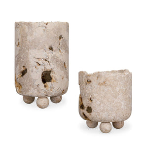 Quarried Stone Indoor-Outdoor Candleholders, S/2 - decor accents and accessories for every room | Image 2 | InSTYLE Home & Rugs