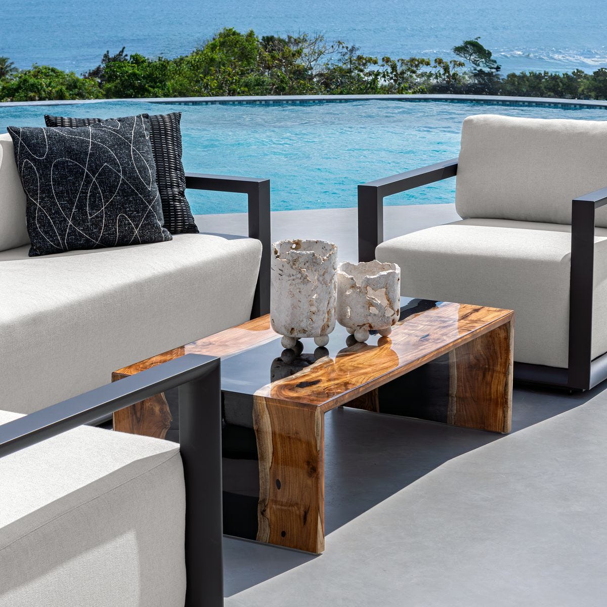 Quarried Stone Indoor-Outdoor Candleholders, S/2 - decor accents and accessories for every room | Image 1 | InSTYLE Home & Rugs