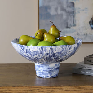 Indigo Marble Pedestal Bowl - stylish decorative bowl to enhance your home decor | Image 1 | InSTYLE Home & Rugs