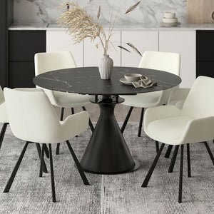 Calisto Round Pedestal Dining Table w/Extension - elegant tables for dining rooms | Image 3 | InSTYLE Home & Rugs