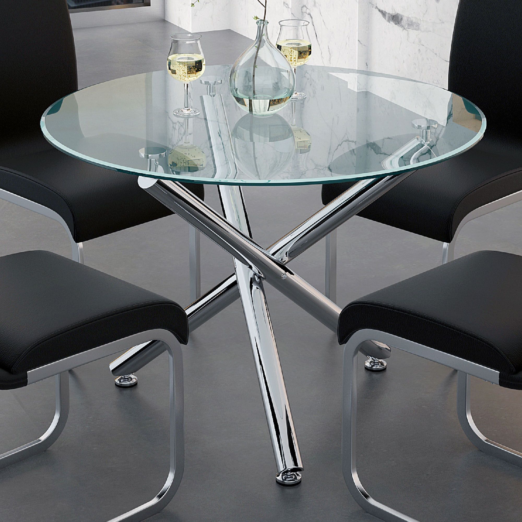 Solara II Round Dining Table - perfect for family meals | Image 2 | InSTYLE Home & Rugs