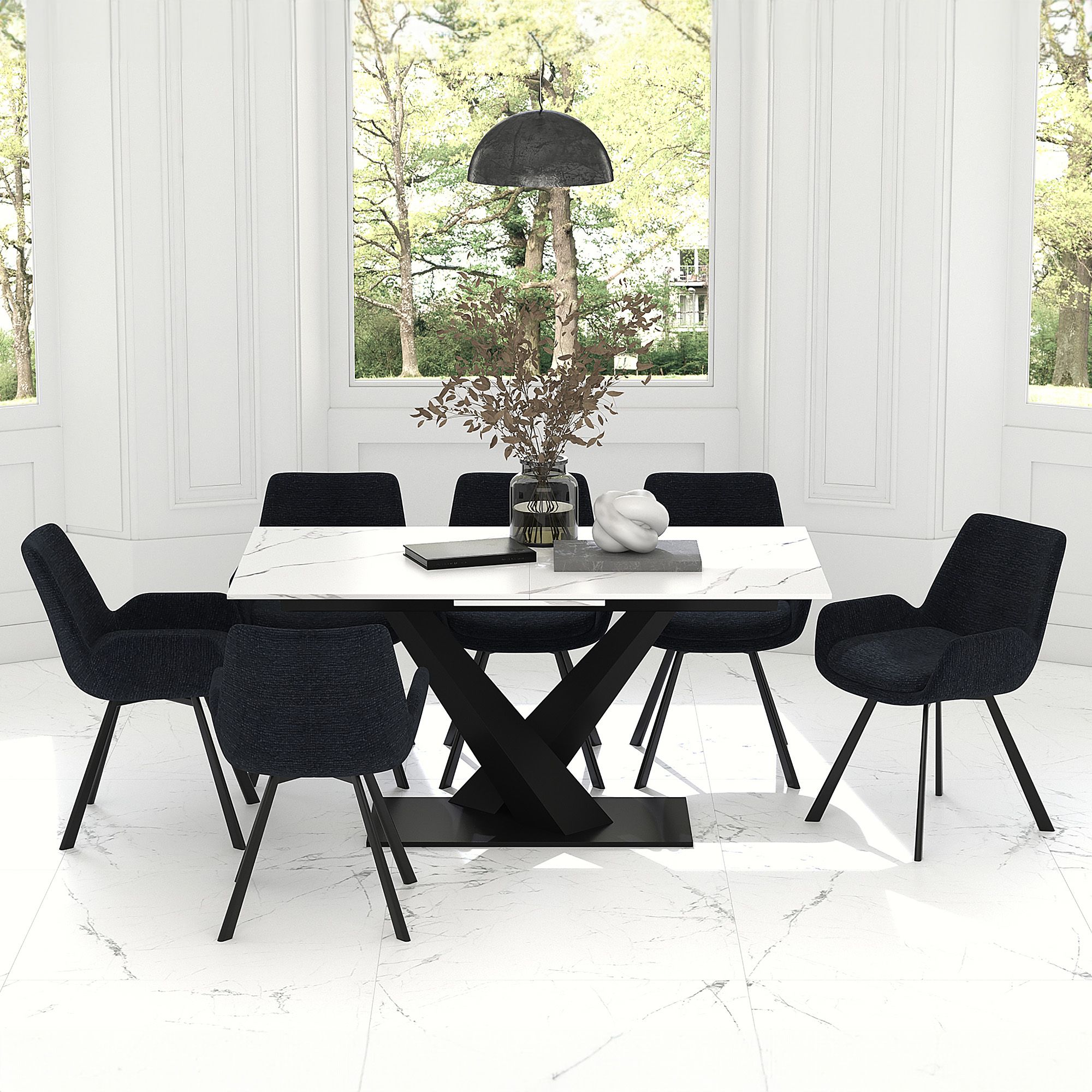 Julius/Signy 7pc Dining Set - elegant seating for dining areas | Image 1 | InSTYLE Home & Rugs