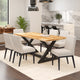 Zax/Cortez 7pc Dining Set in Natural with Beige and Black Chair