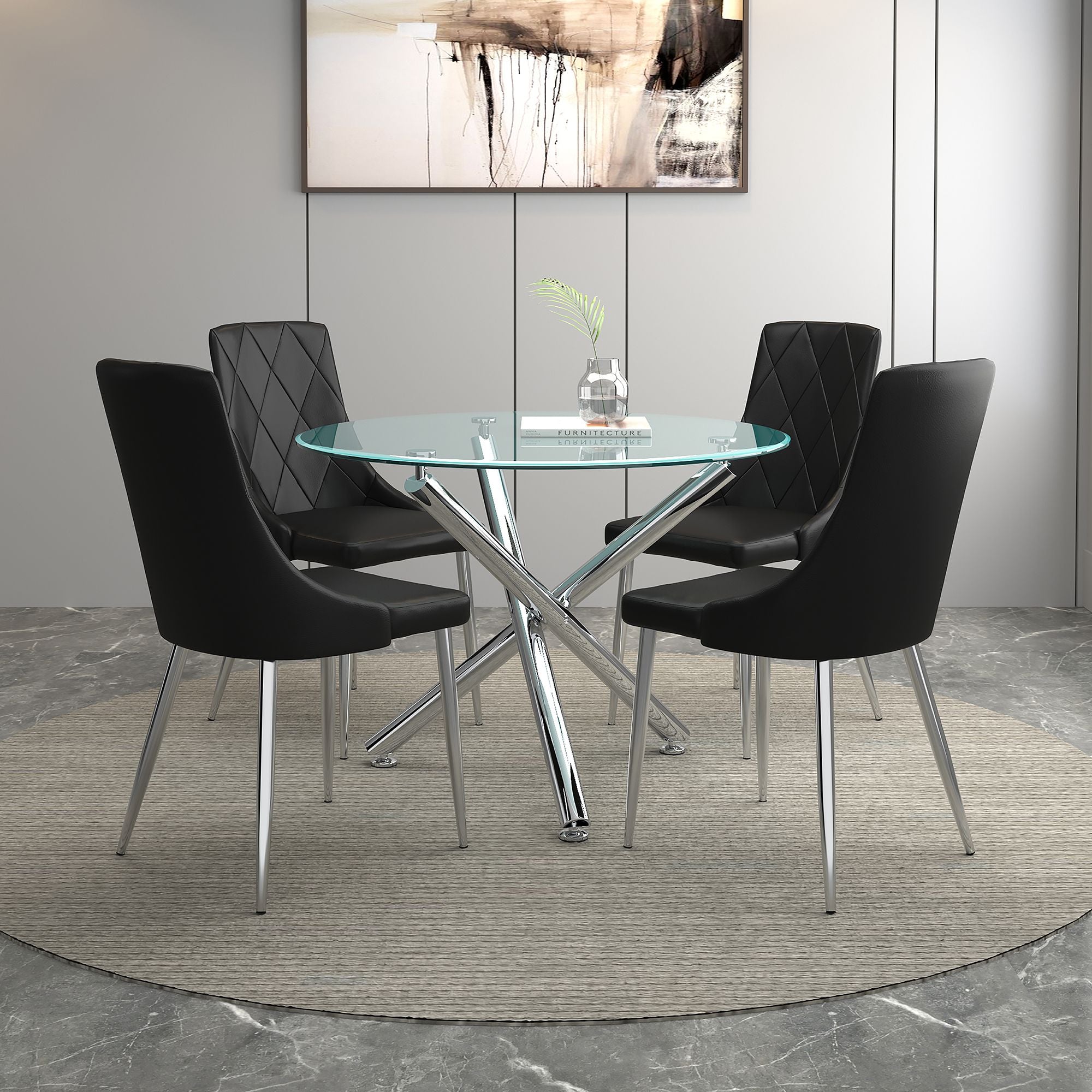Solara and Devo 5pc Dining Set - stylish chairs for any table | Image 1 | InSTYLE Home & Rugs