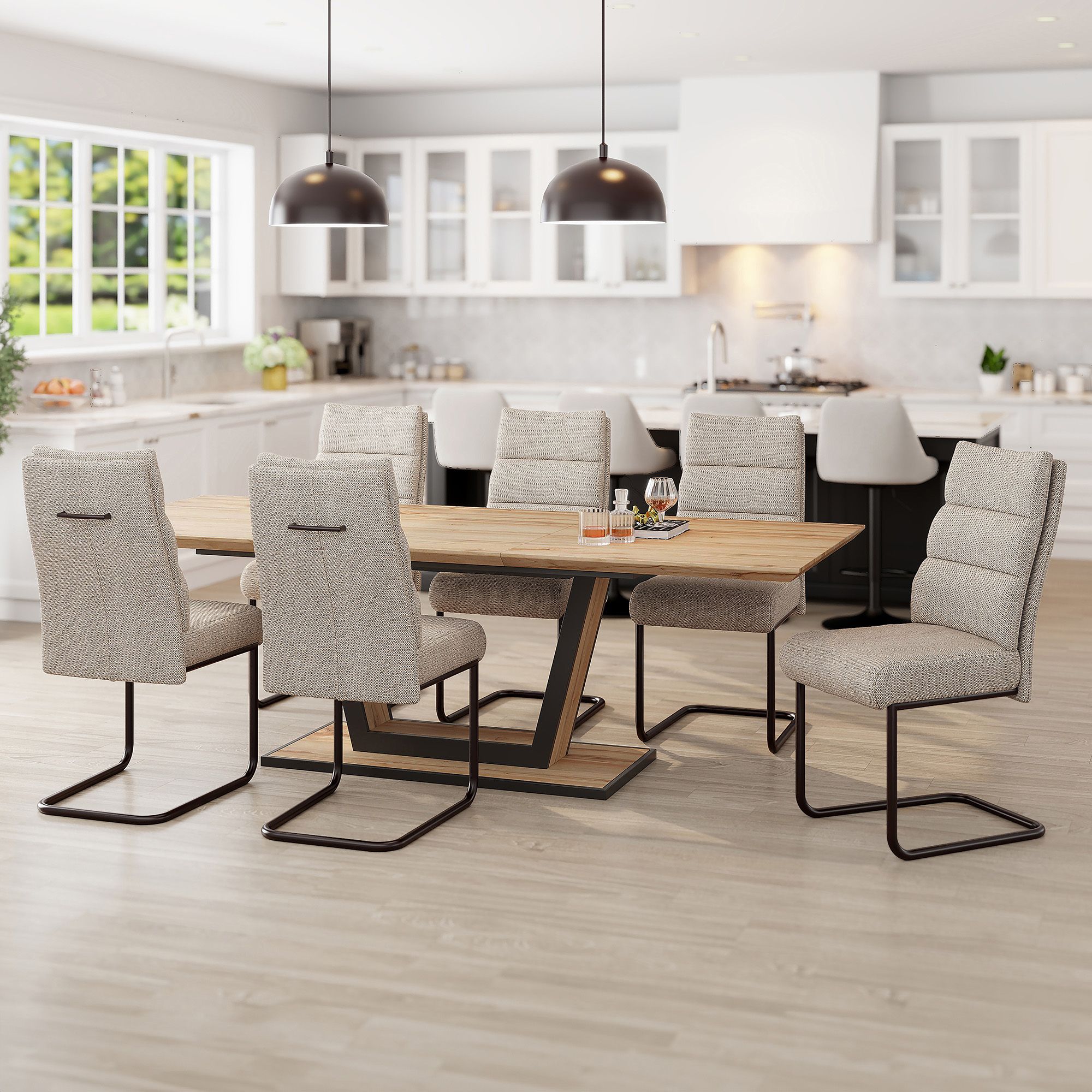 Forna and Brodi 7pc Dining Set - stylish chairs for any table | Image 1 | InSTYLE Home & Rugs
