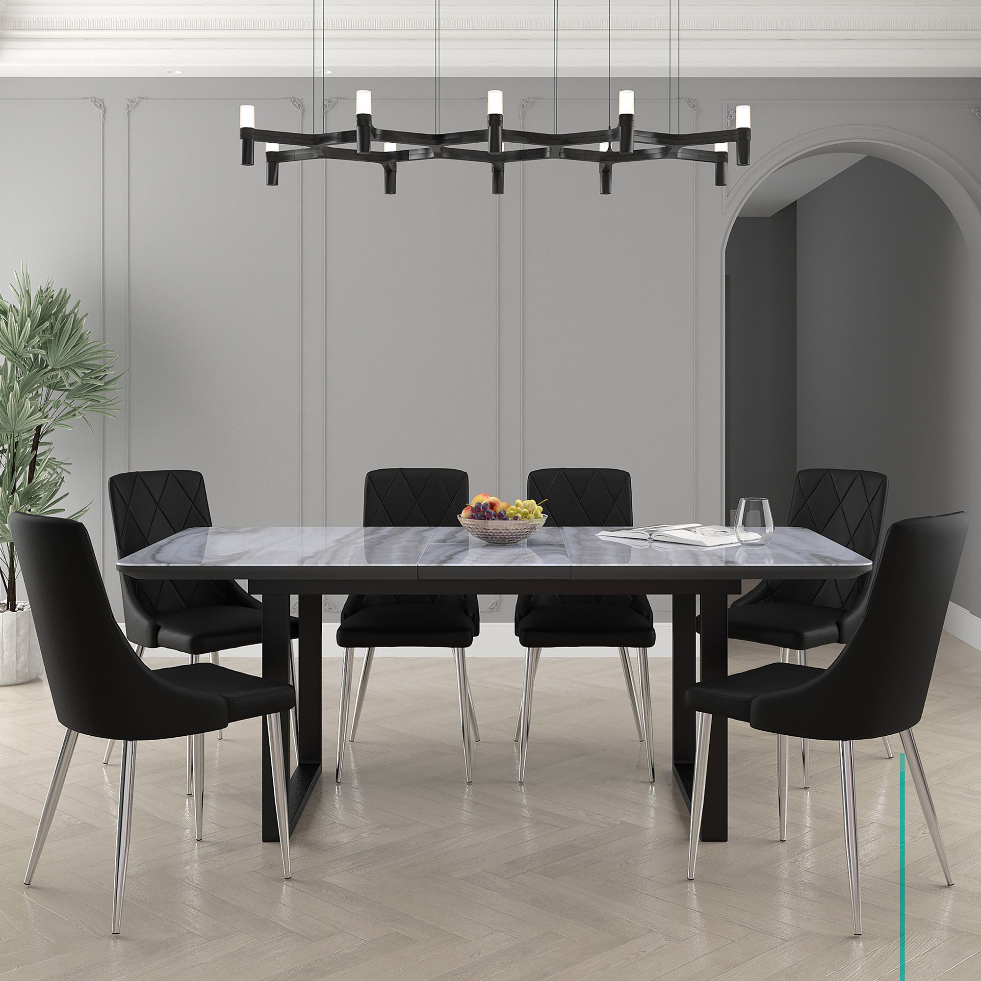 Gavin and Devo 7pc Dining Set - elegant seating for dining areas | Image 1 | InSTYLE Home & Rugs