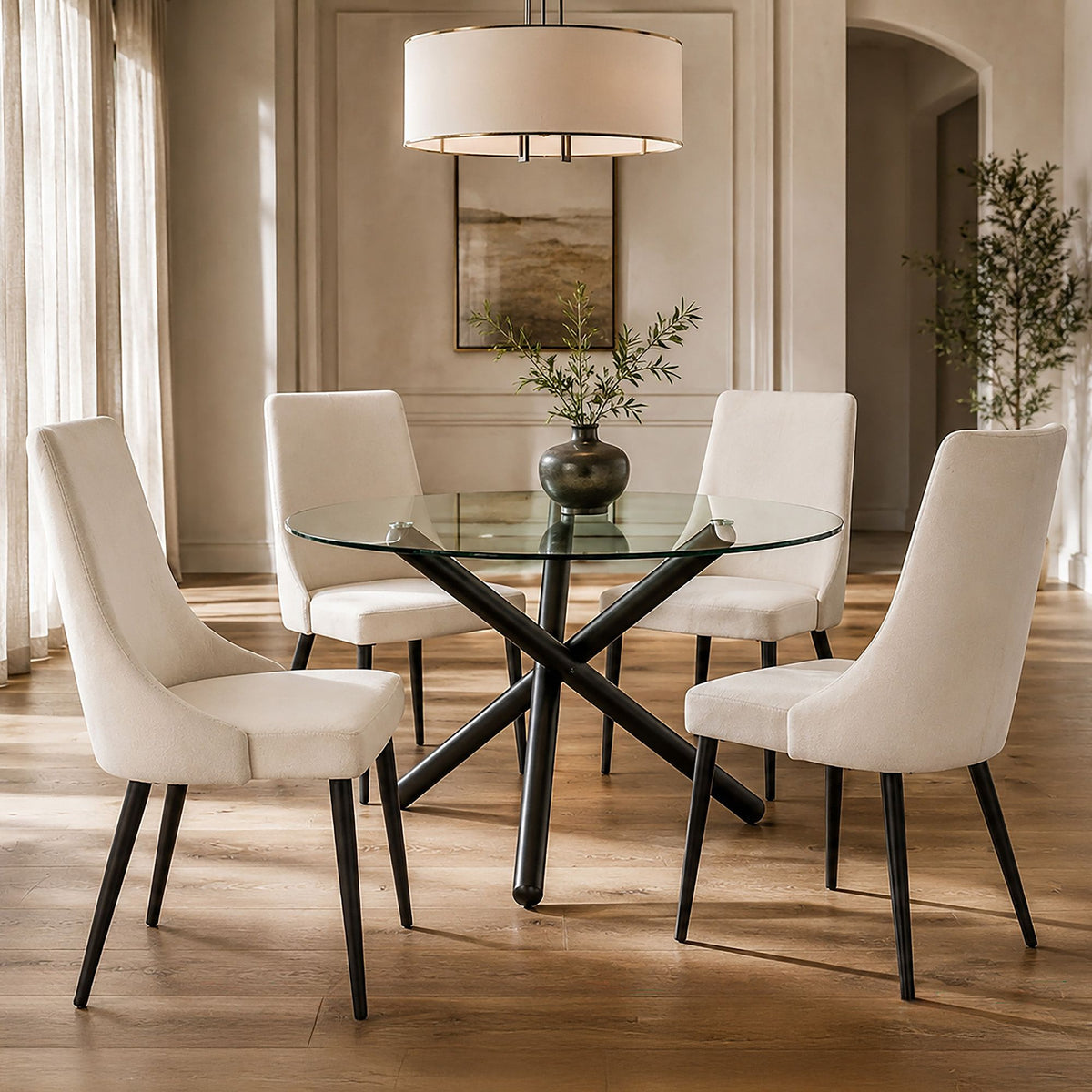 Suzette and Venice 5pc Dining Set - elegant dining set with a sturdy table and comfortable seating | Image 1 | InSTYLE Home & Rugs