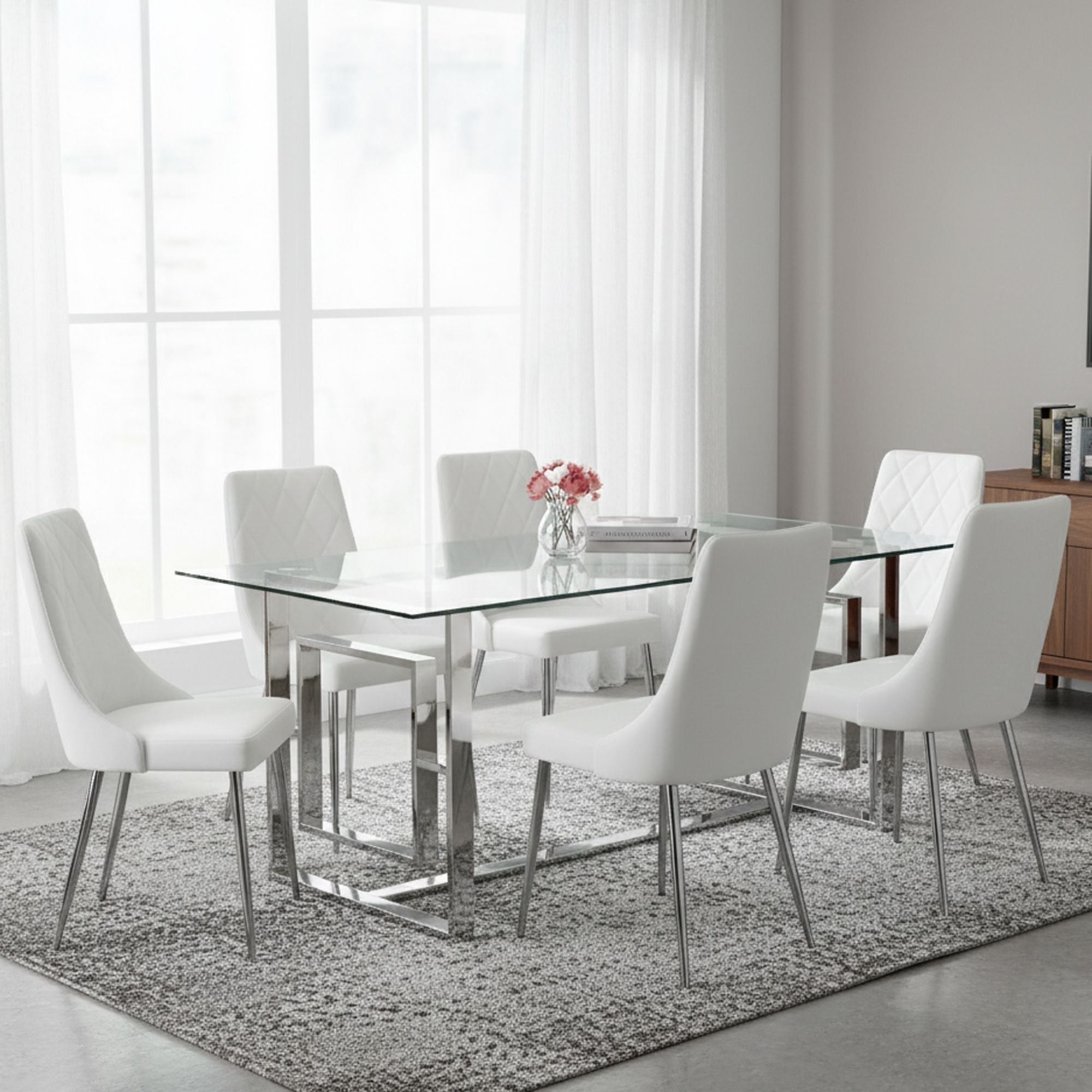 Eros/Devo 7pc Dining Set - elegant dining set with a sturdy table and comfortable seating | Image 1 | InSTYLE Home & Rugs
