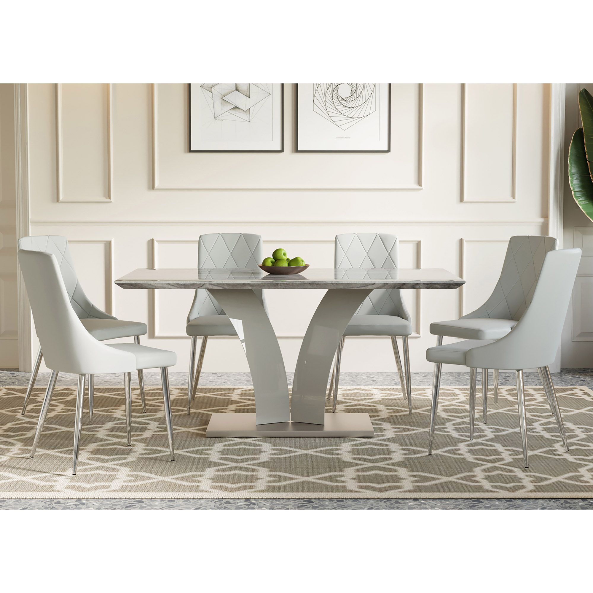 Napoli and Devo 7pc Dining Set - elegant seating for dining areas | Image 1 | InSTYLE Home & Rugs