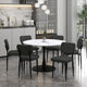 Zilo/Zeke 7pc Dining Set in Faux Marble and Black with Charcoal Chair