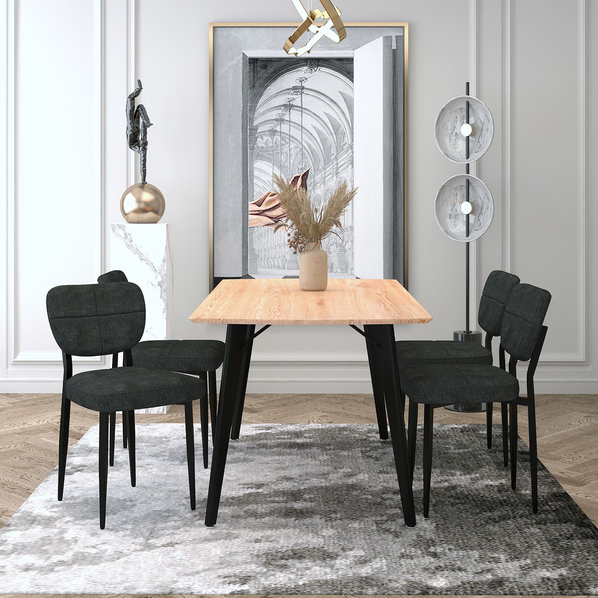 Leon and Zeke 5pc Dining Set - elegant seating for dining areas | Image 1 | InSTYLE Home & Rugs