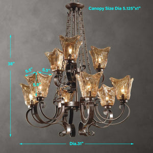 Vetraio, 9 Lt Chandelier - luxurious chandeliers for homes | Image 3 | InSTYLE Home & Rugs