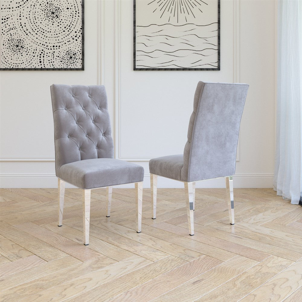 LESLIE Dining Chair GY-282 Charcoal Velvet w/ Steel Legs - elegant seating for dining areas | Image 2 | InSTYLE Home & Rugs