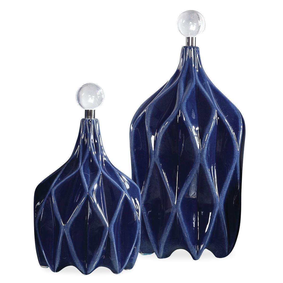 Klara Bottles, Blue, S/2 - decor accents and accessories for every room | Image 1 | InSTYLE Home & Rugs