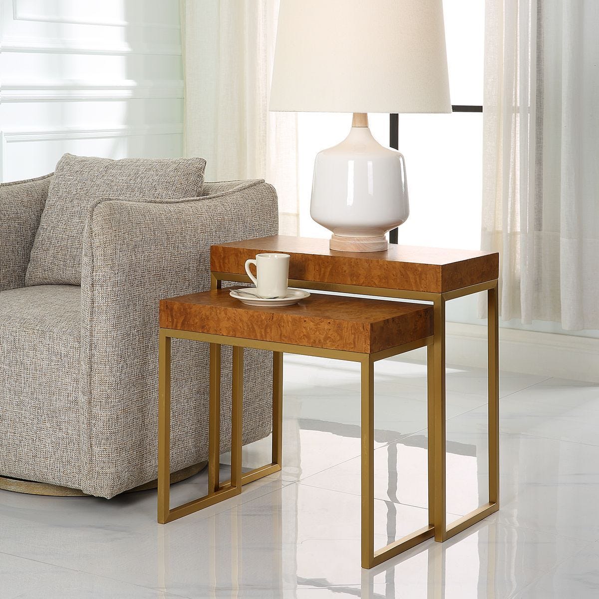 Burl-esque Nesting Tables, S/2 - contemporary end table for sofas | Image 1 | InSTYLE Home & Rugs