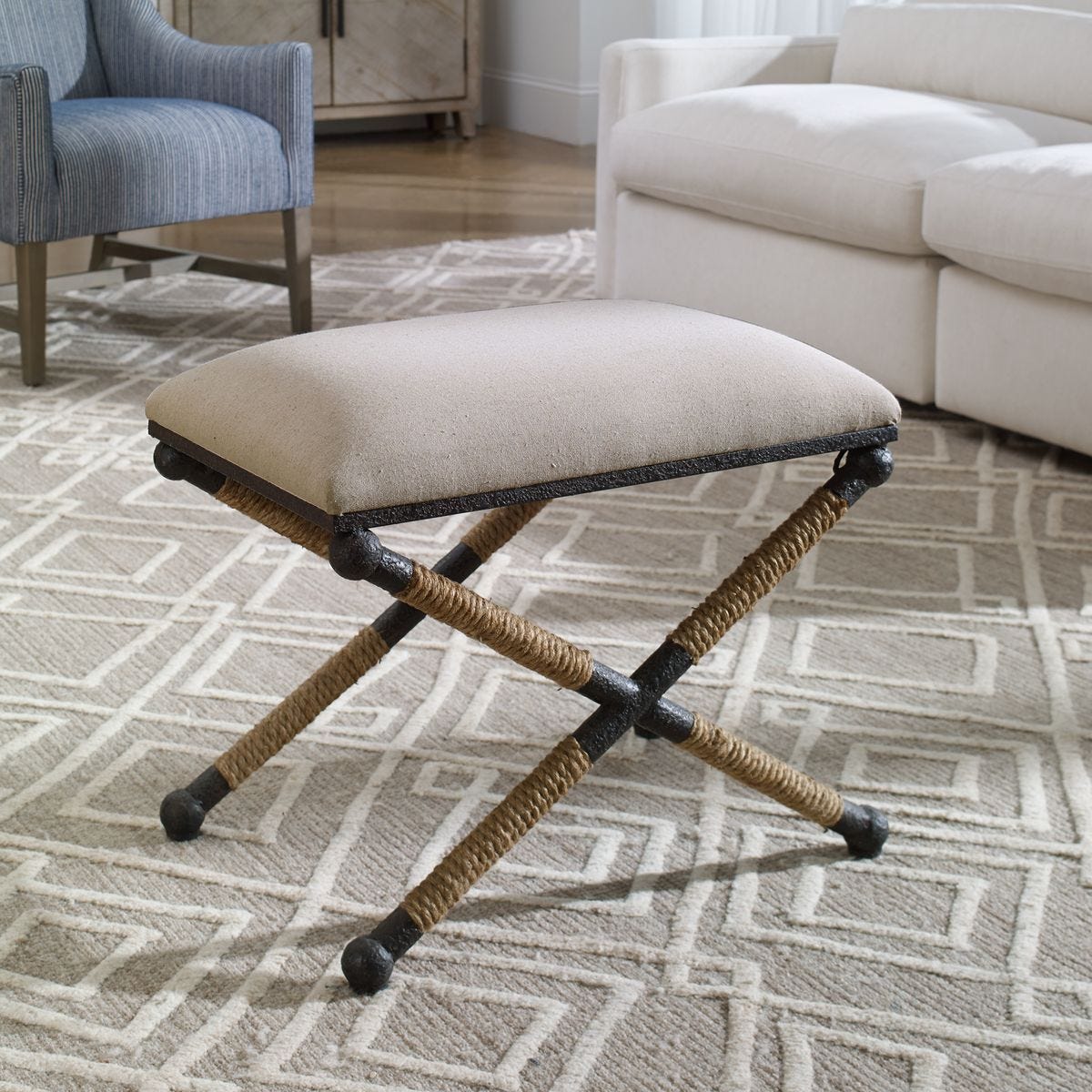Firth Small Bench, Oatmeal - perfect for entryways or patios | Image 1 | InSTYLE Home & Rugs