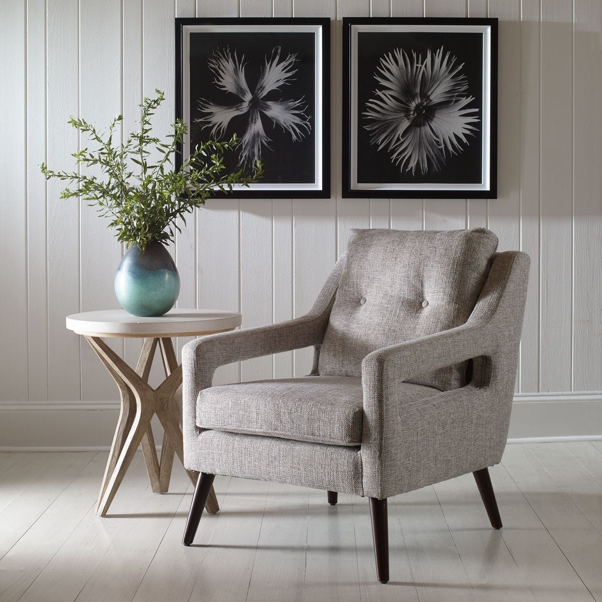 O'Brien Armchair, Stone - cozy armchair for reading and relaxation | Image 1 | InSTYLE Home & Rugs