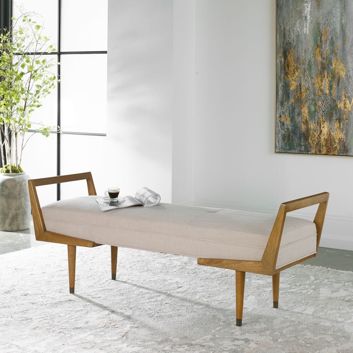Waylon Bench, Ivory - perfect for entryways or patios | Image 1 | InSTYLE Home & Rugs