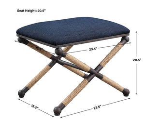 Firth Small Bench, Navy - stylish bench for any space | Image 7 | InSTYLE Home & Rugs